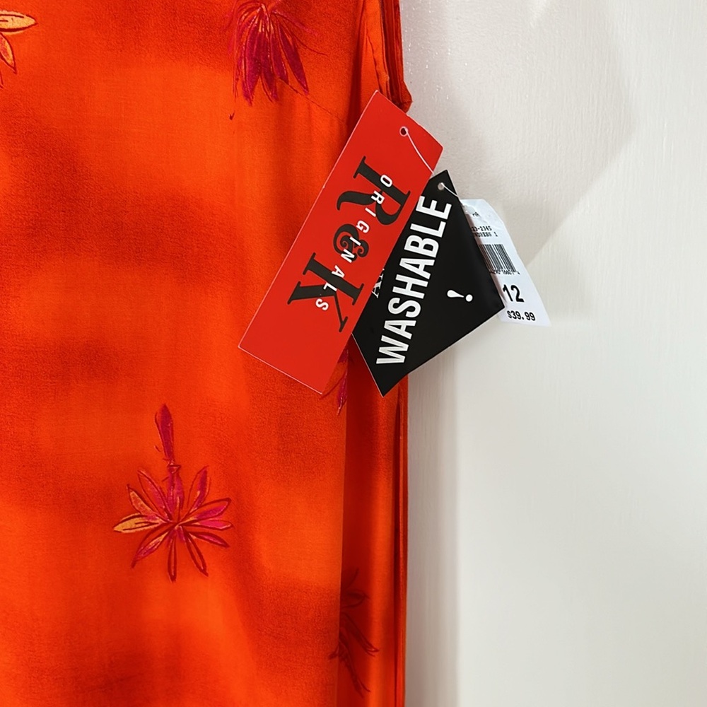 NWT R&K Originals sleeveless sheath style orange tropical sun dress, size 12 - Picture 7 of 10